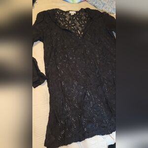 Elegant Black Lace Swim Coverup